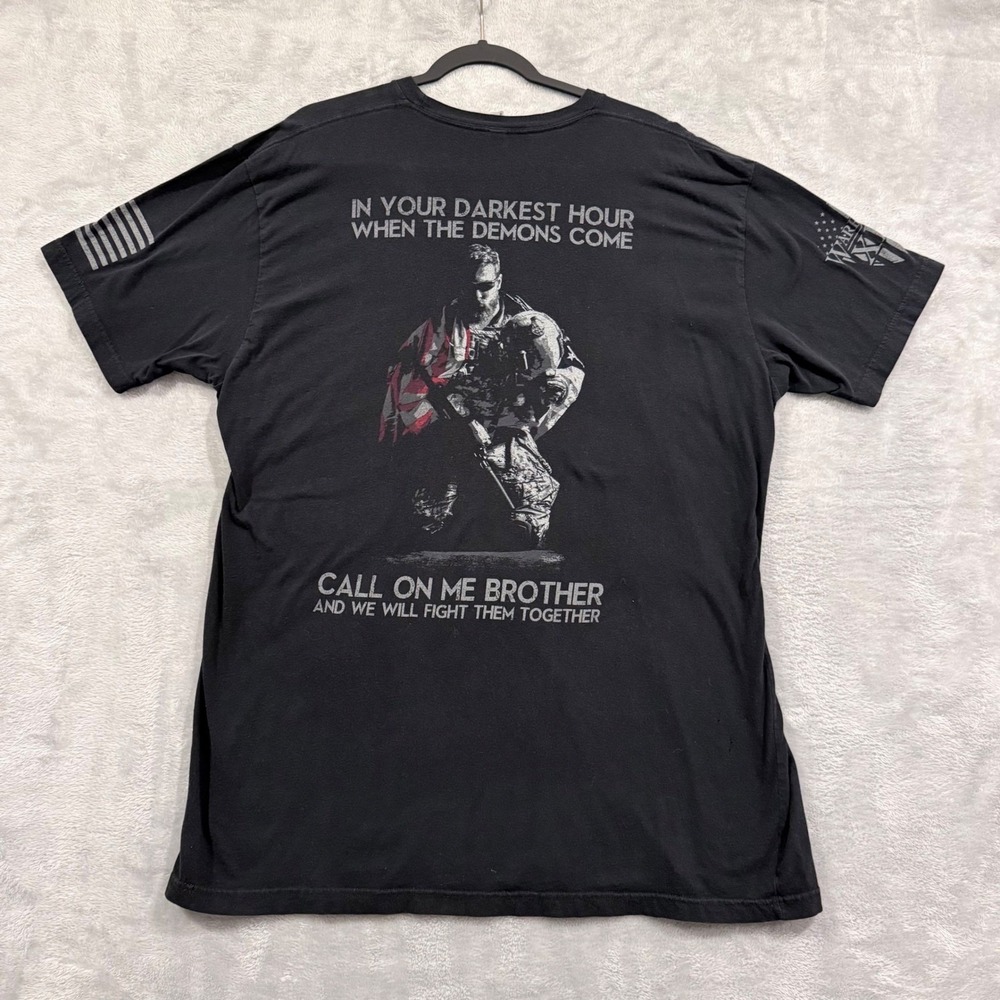 Warrior XII Mens 2XL Black Graphic T-Shirt Call On Me Brother American Apparel